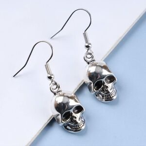 NEW Silver Metal Punk Goth Grunge Style Handmade Earrings w/ Skulls Charms